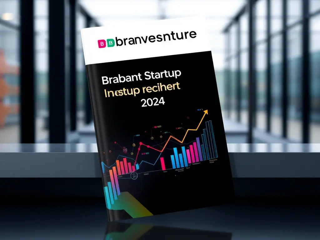 A professional report cover design featuring the Braventure logo, the title 'Brabant Startup Impact Report 2024', and a summary graphic highlighting key achievements and economic contributions.